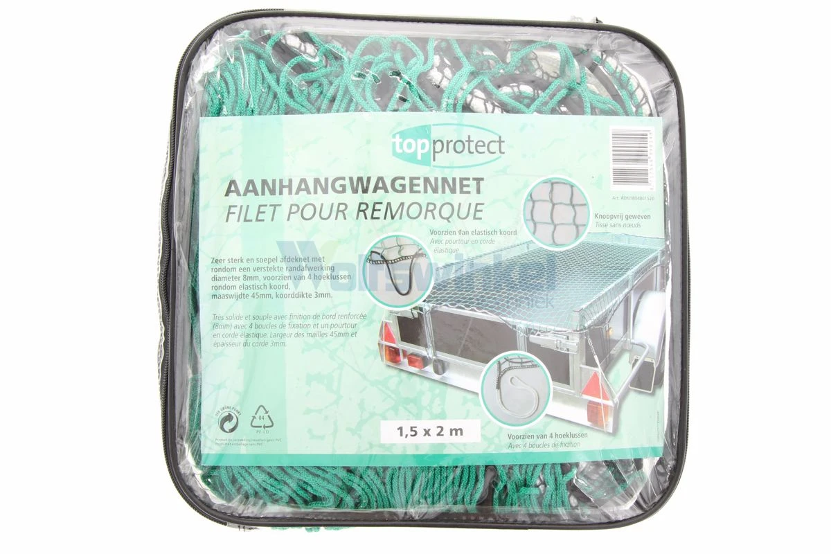 Aanhangwagennet Polypropyleen Gr. 1.5x2m 3 Aanhangwagennet Polypropyleen Gr. 1.5x2m