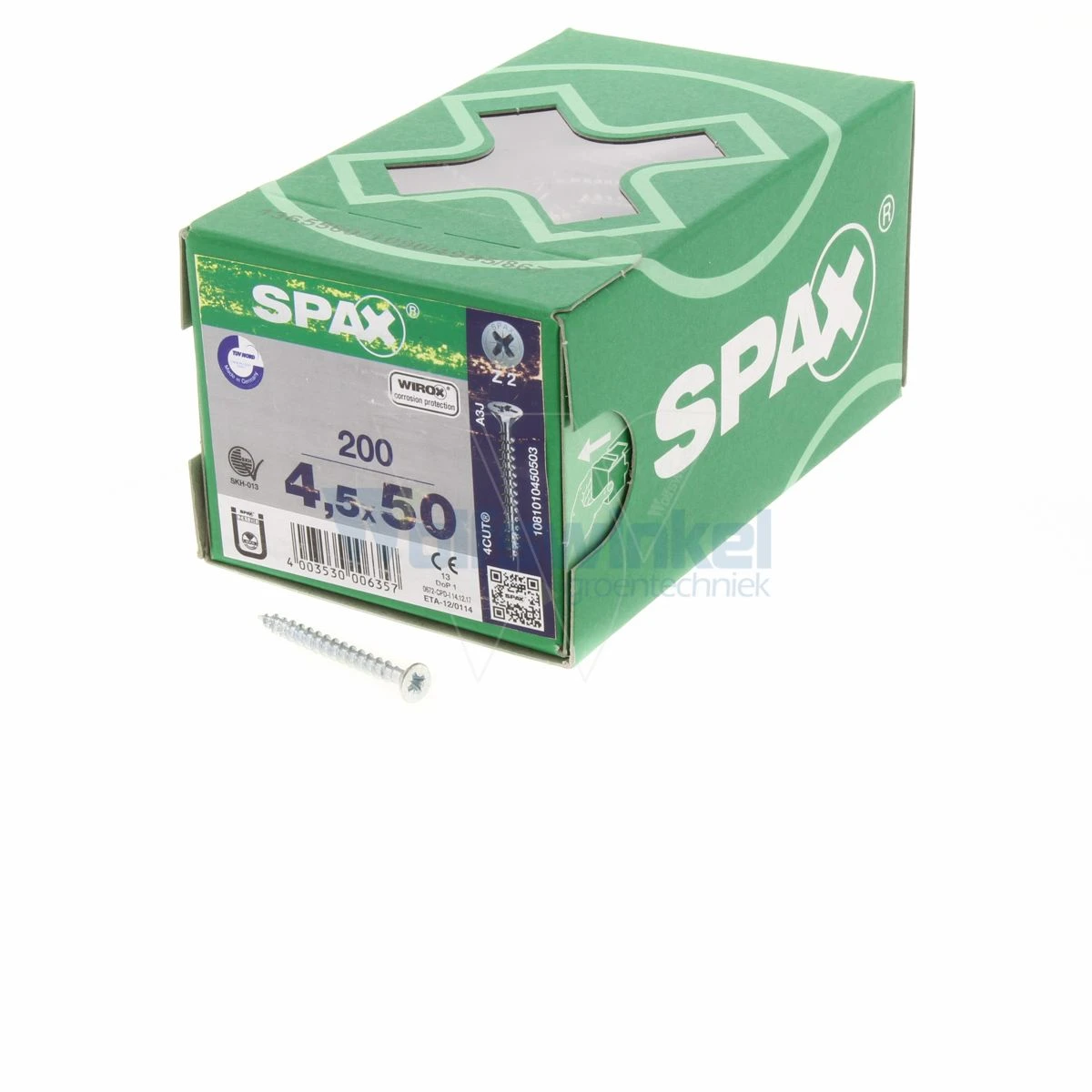 Spaanpl Schr Vz Pk 4.5x50 Poz (200) Spax 3 Spaanpl Schr Vz Pk 4.5x50 Poz (200) Spax