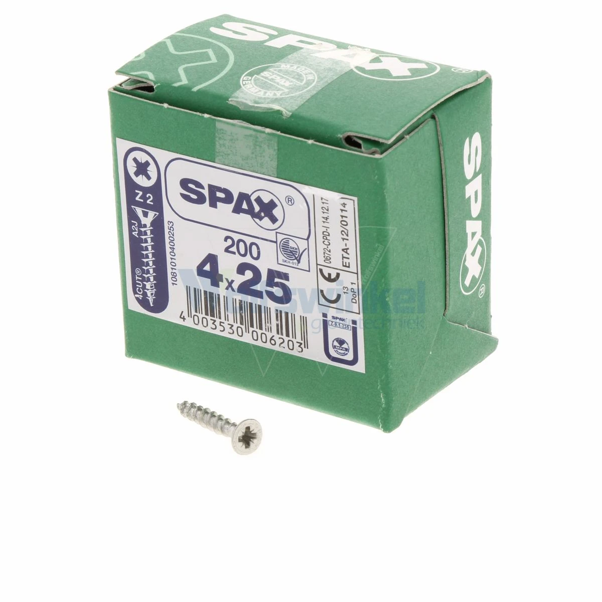 Spaanpl Schr Vz Pk 4.0x25 Poz (200) Spax 3 Spaanpl Schr Vz Pk 4.0x25 Poz (200) Spax