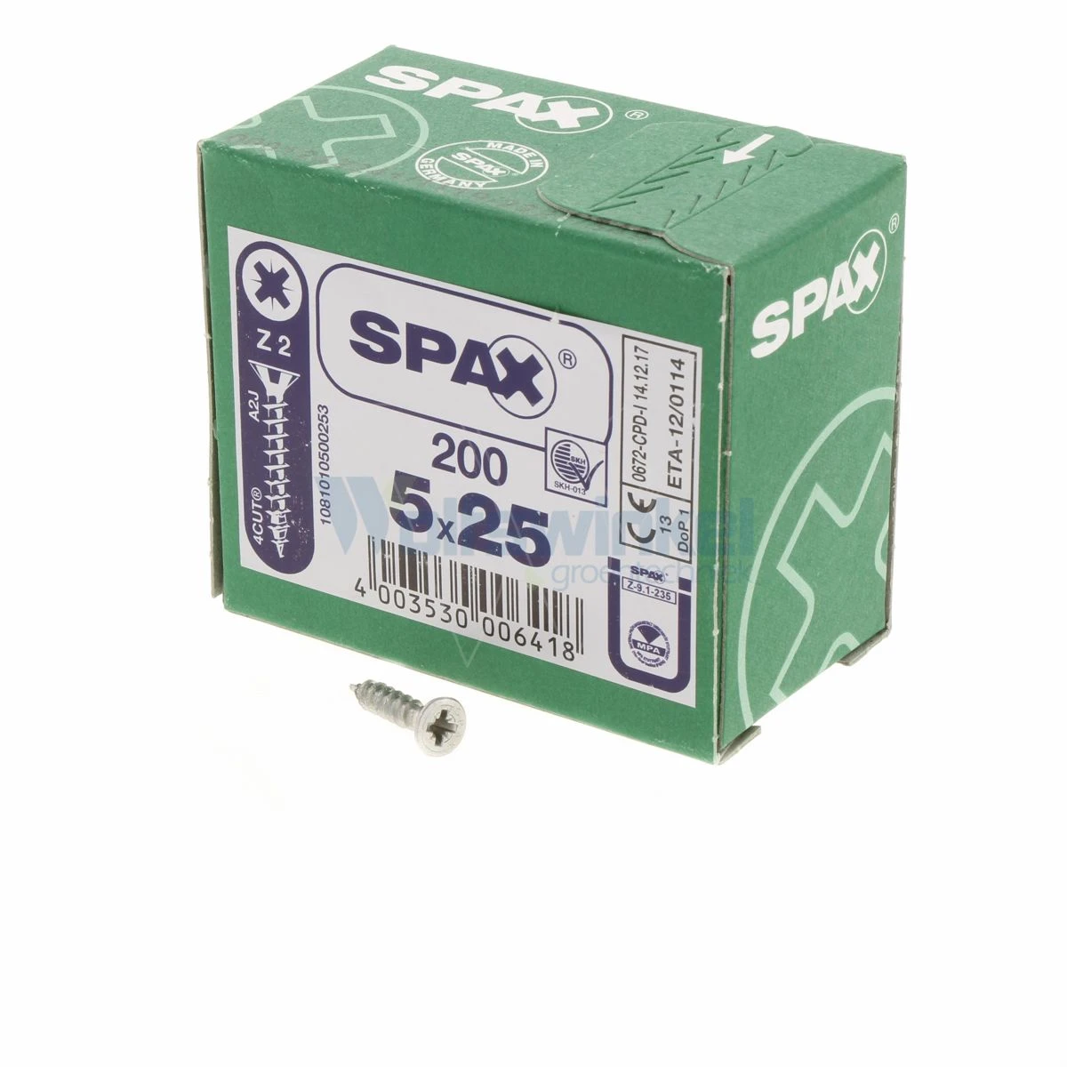 Spaanpl Schr Vz Pk 5.0x25 Poz (200) Spax 3 Spaanpl Schr Vz Pk 5.0x25 Poz (200) Spax